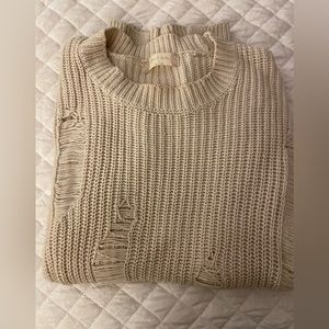 Altar’d State cream distressed knit sweater in size small